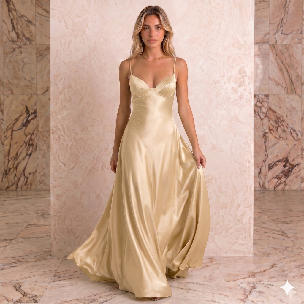 Vestido Maxi Satinado "Noche de Gala": Elegancia y Sensualidad