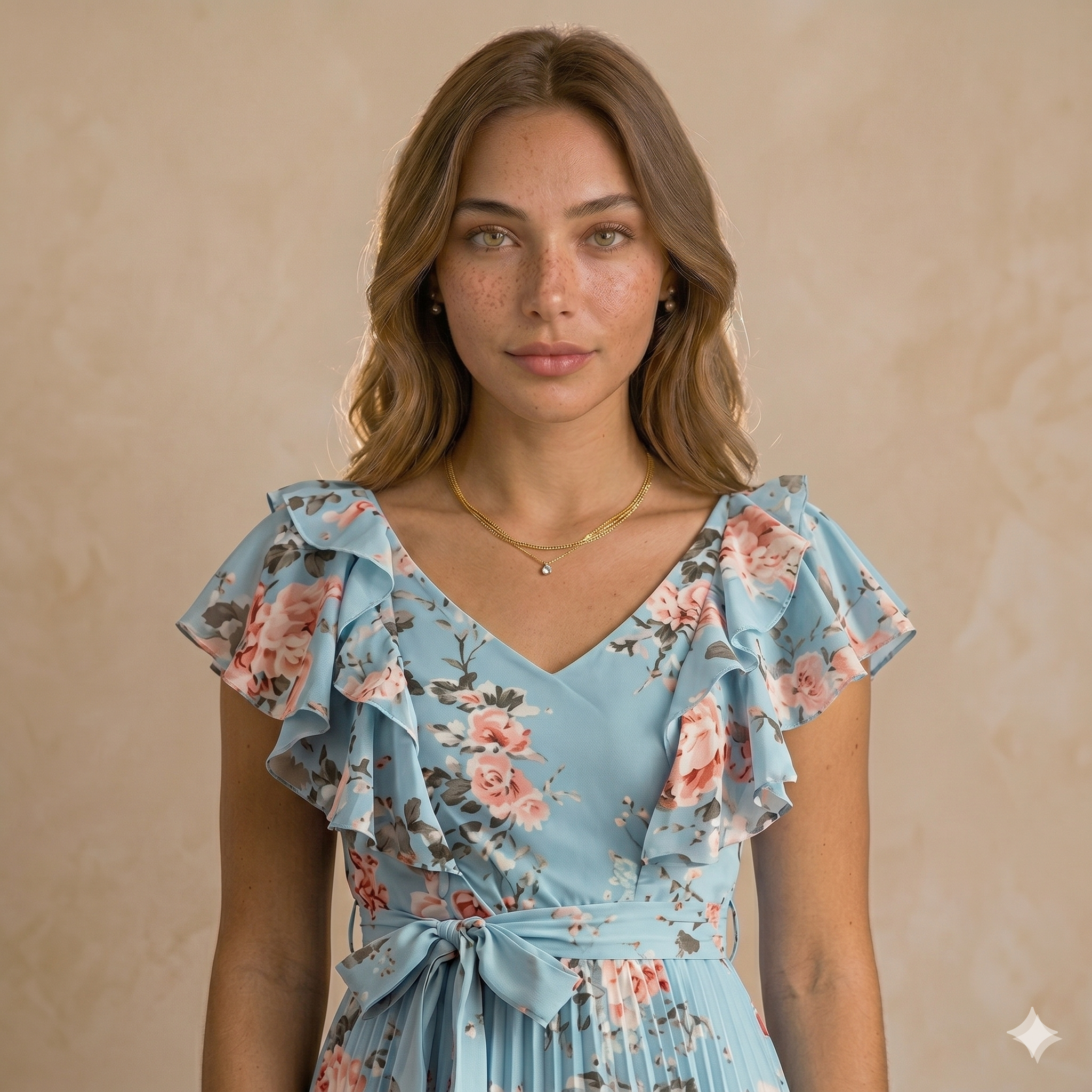 Vestido Maxi de Fiesta con Estampado Floral y Falda Plisada