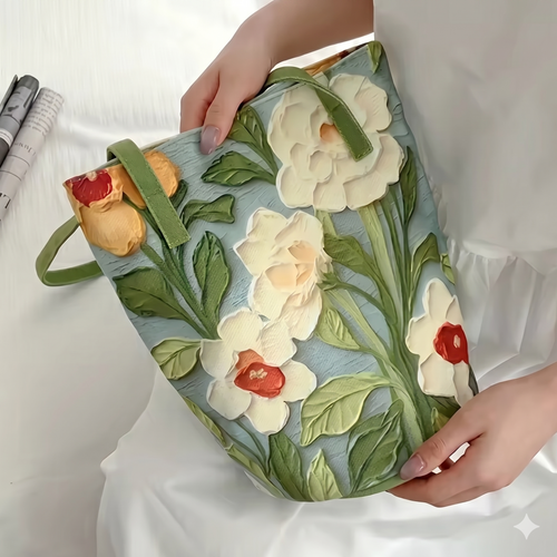 Bolso de Hombro "Jardín al Óleo": Arte y Capacidad en tu Día a Día
