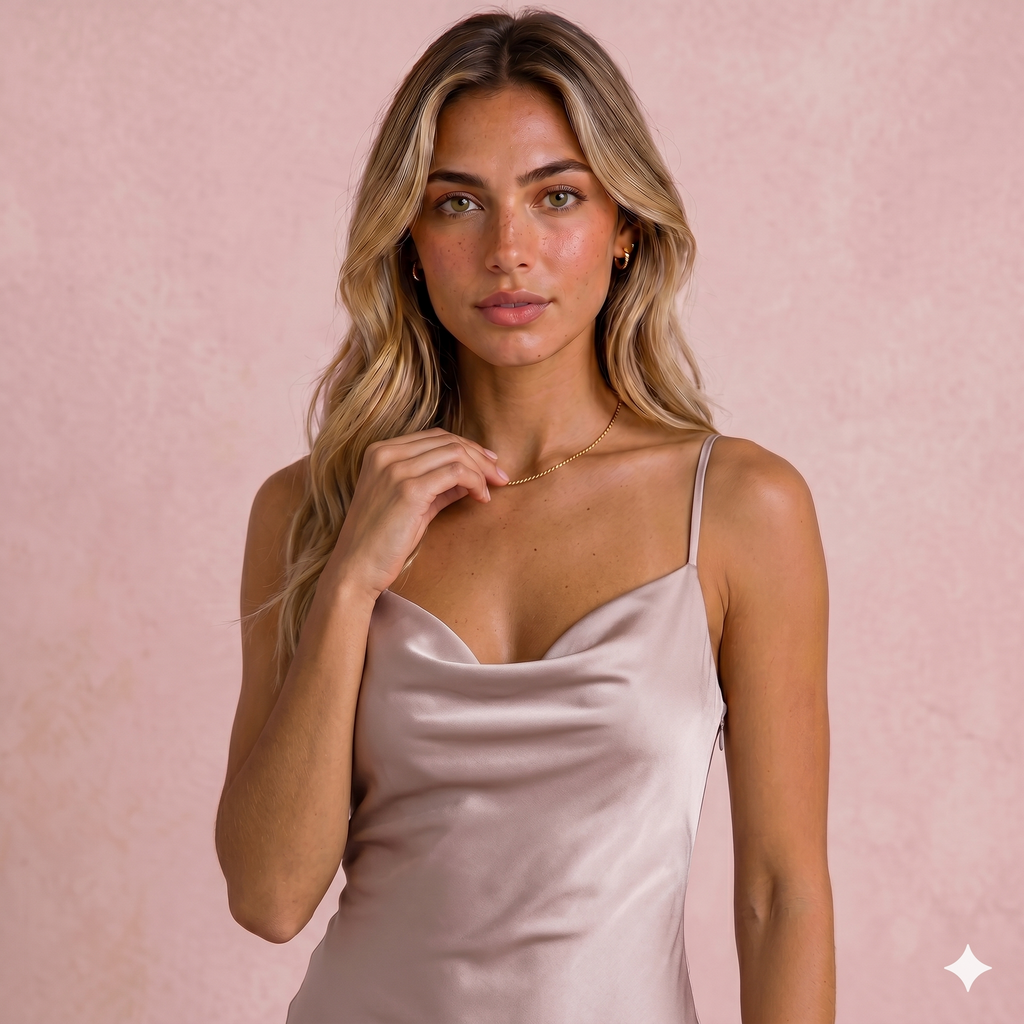 Vestido de Satén con Espalda Descubierta y Detalles Florales: Pura Sofisticación