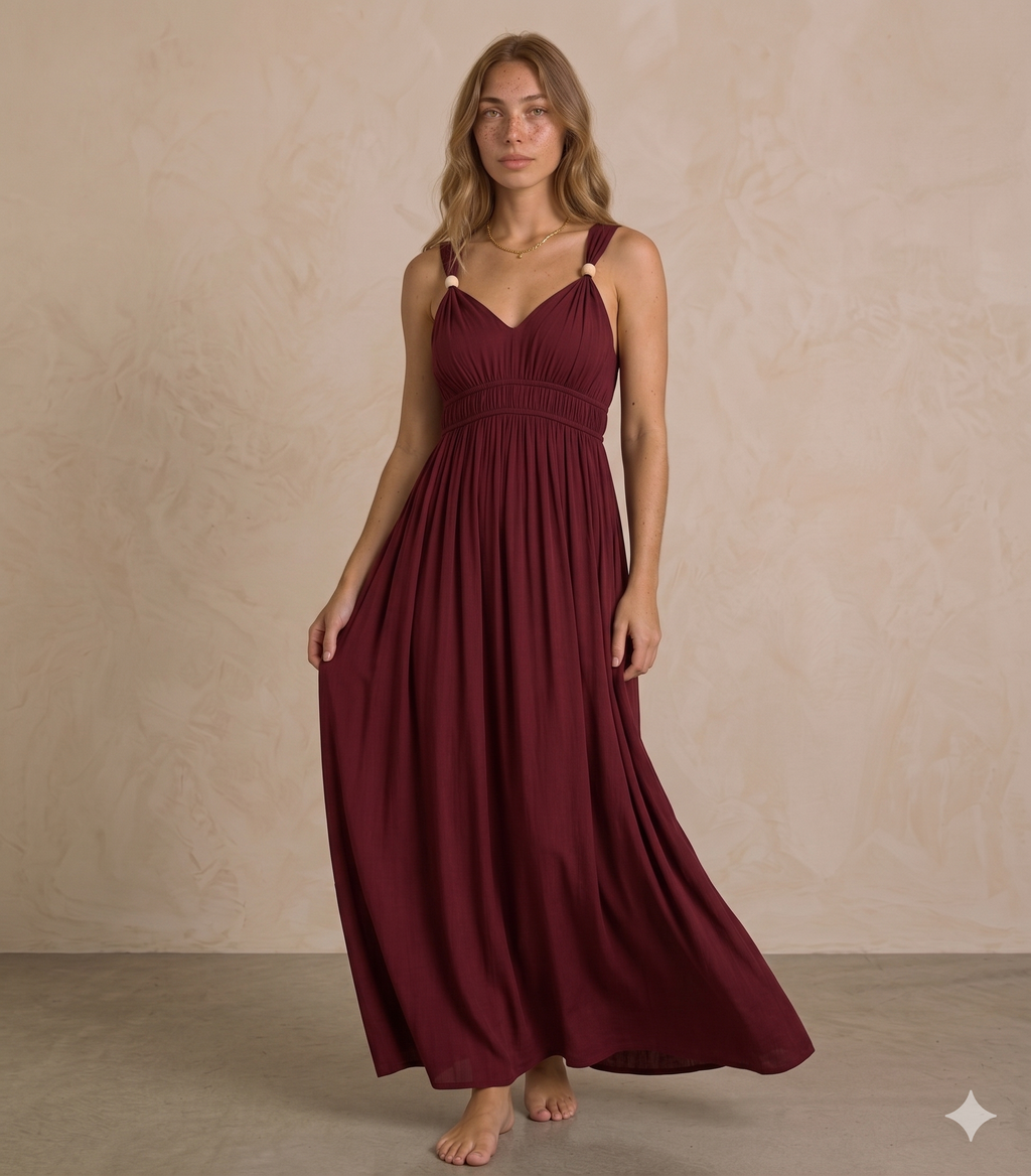 Vestido Maxi Verde Oliva Estilo Boho Chic