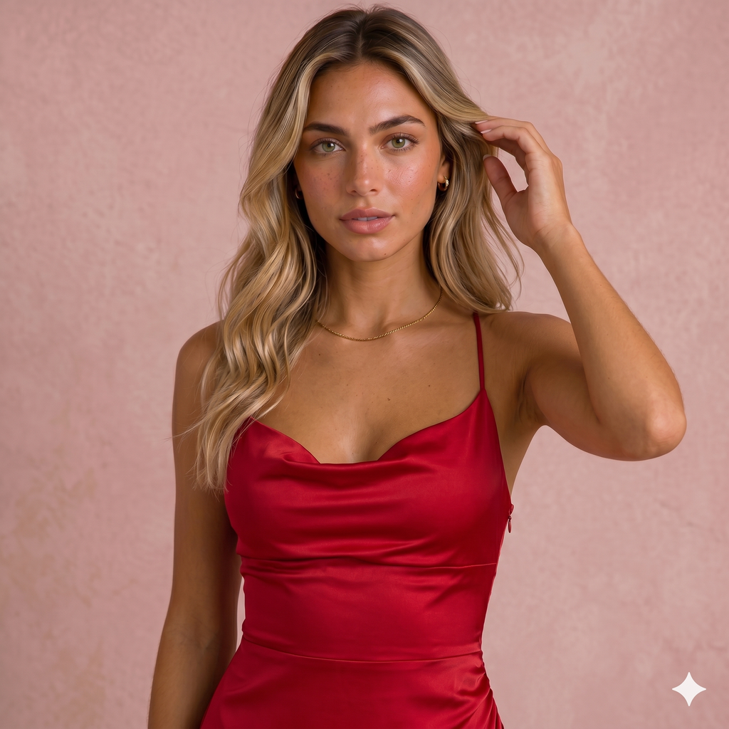 Vestido Asimétrico Efecto Satén con Espalda Descubierta: Elegancia Moderna
