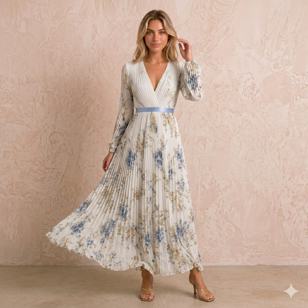 Vestido Largo Plisado "Romance Floral": Elegancia en cada paso