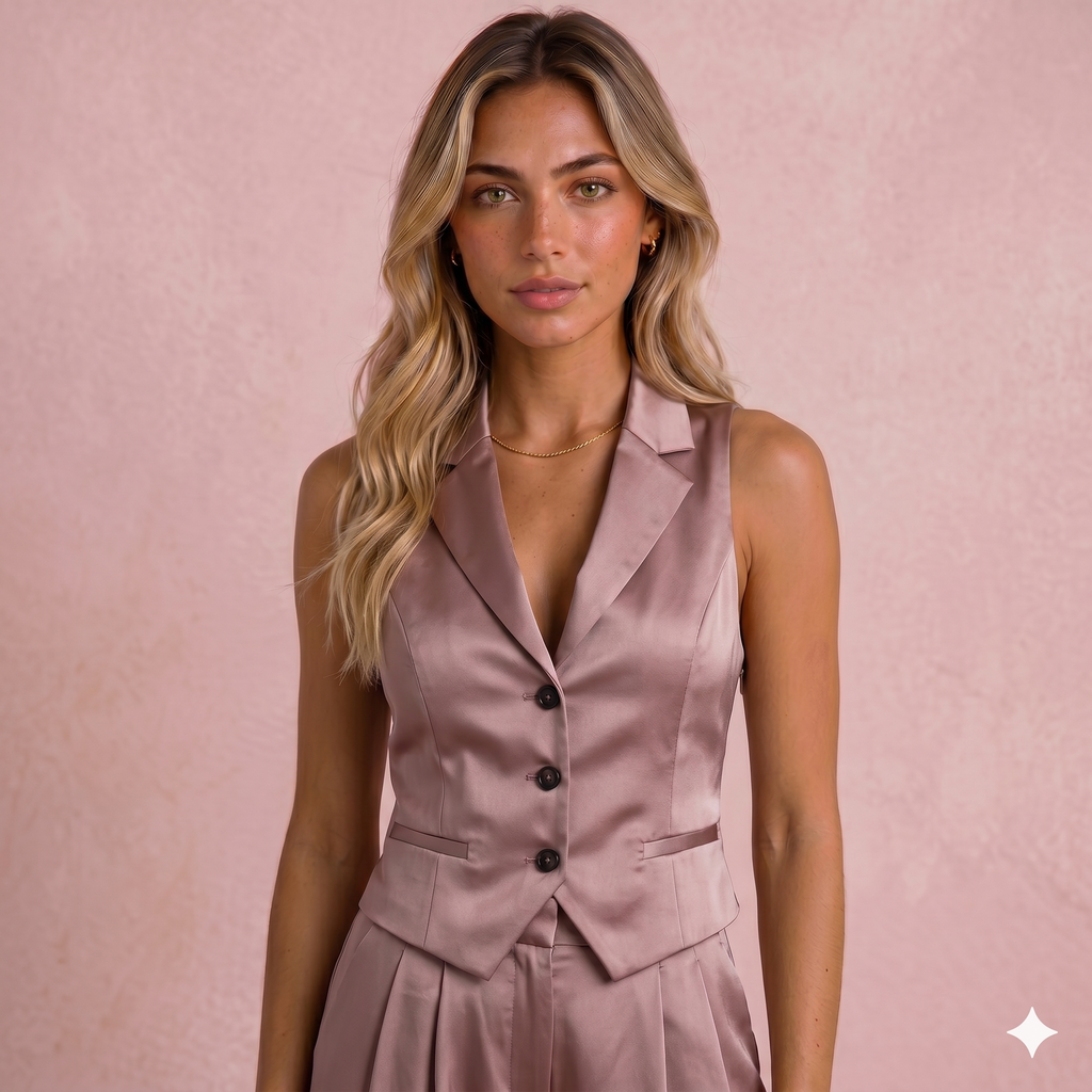 Conjunto Sastre de 2 Piezas: Chaleco Elegante y Pantalón Fluido