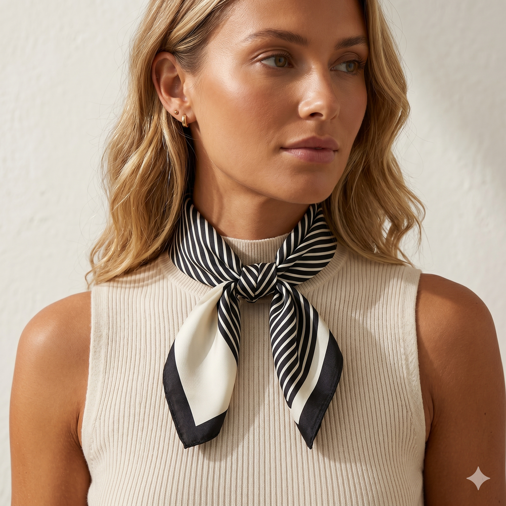Pañuelo de Seda "Riviera Scarf": Elegancia y Sofisticación Atemporal