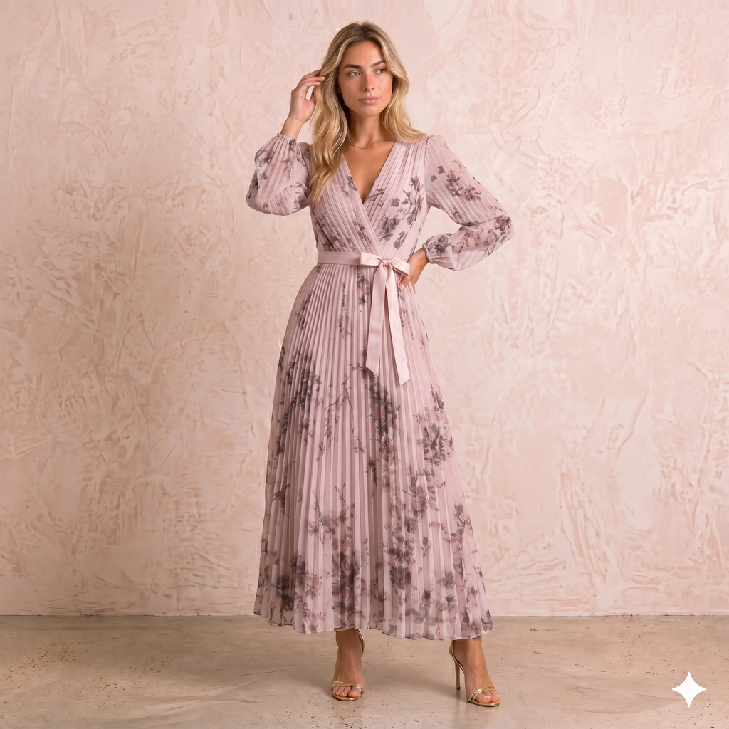 Vestido Largo Plisado "Romance Floral": Elegancia en cada paso