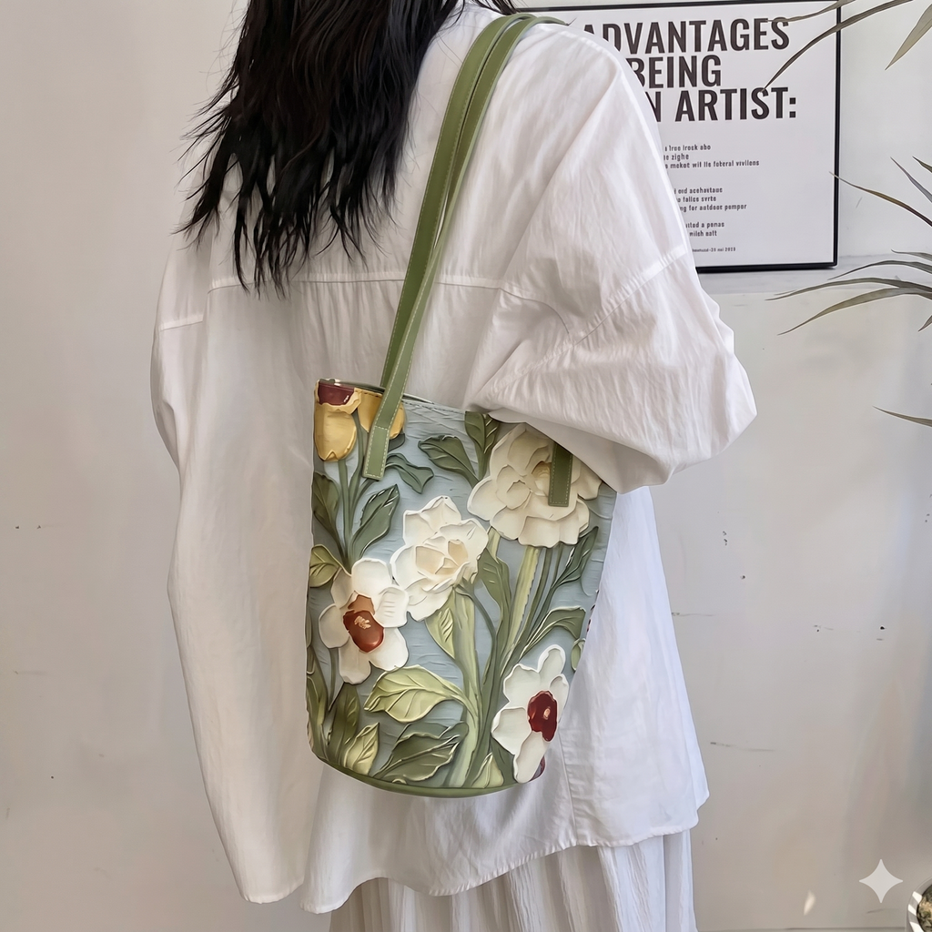 Bolso de Hombro "Jardín al Óleo": Arte y Capacidad en tu Día a Día