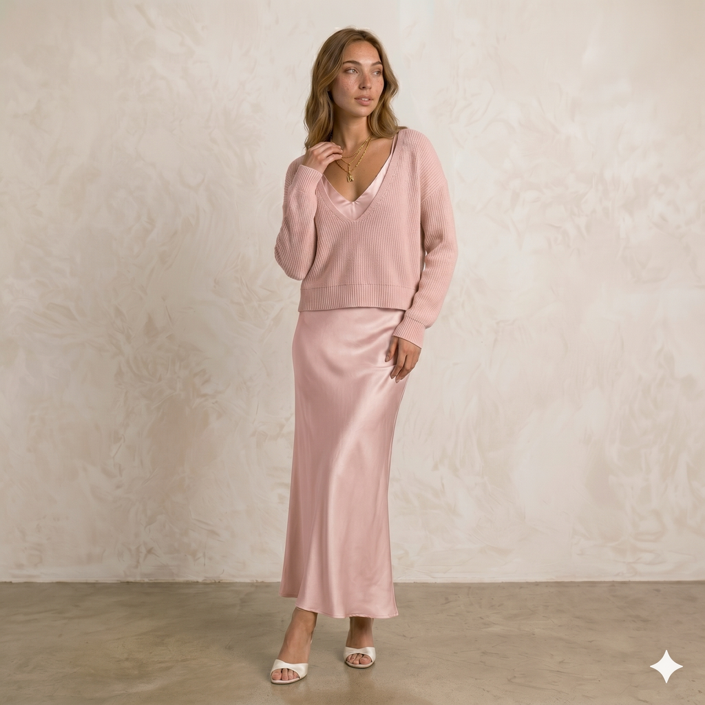 María | Vestido Satinado con Jersey Incluido