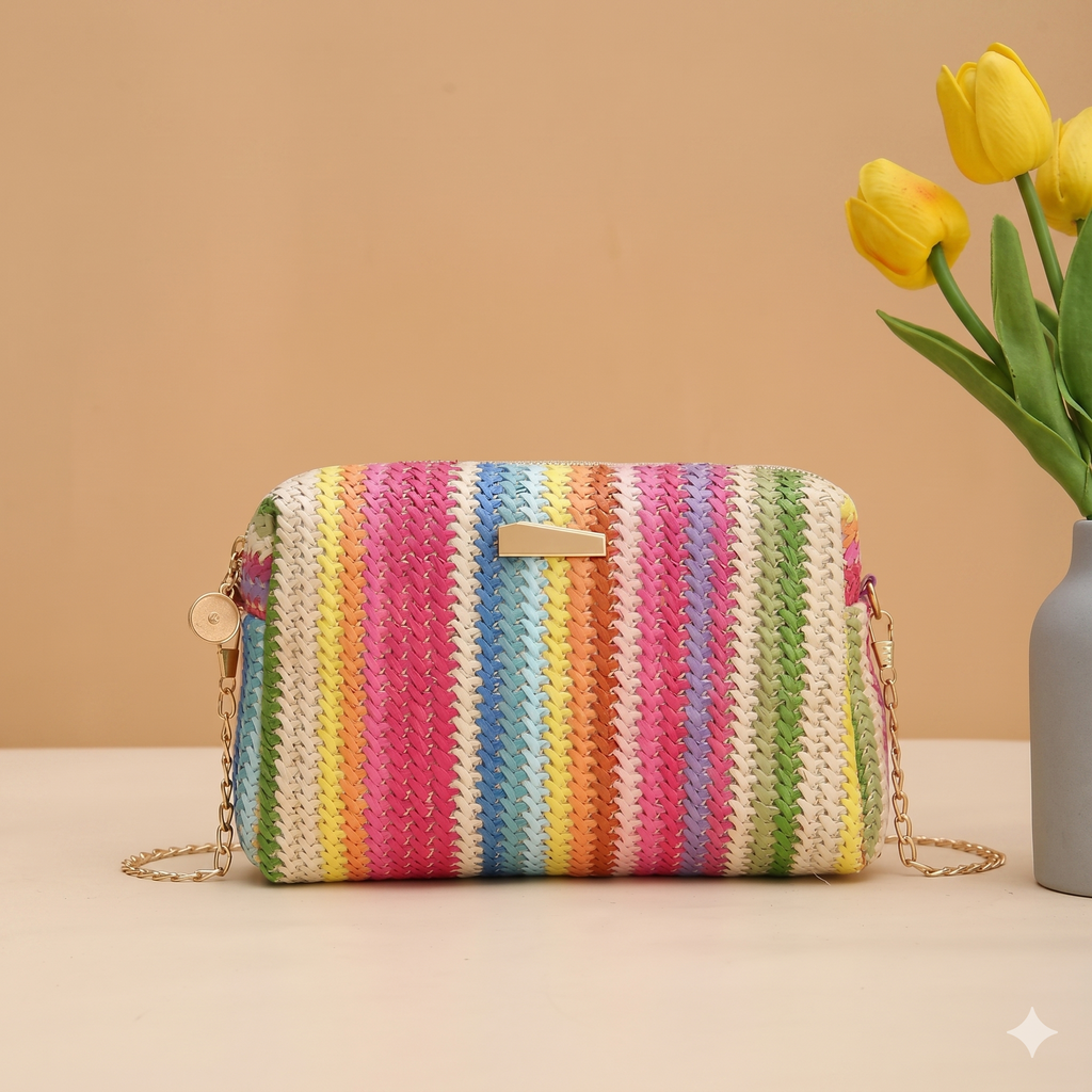 Bolso Bandolera Tejido Multicolor de Verano