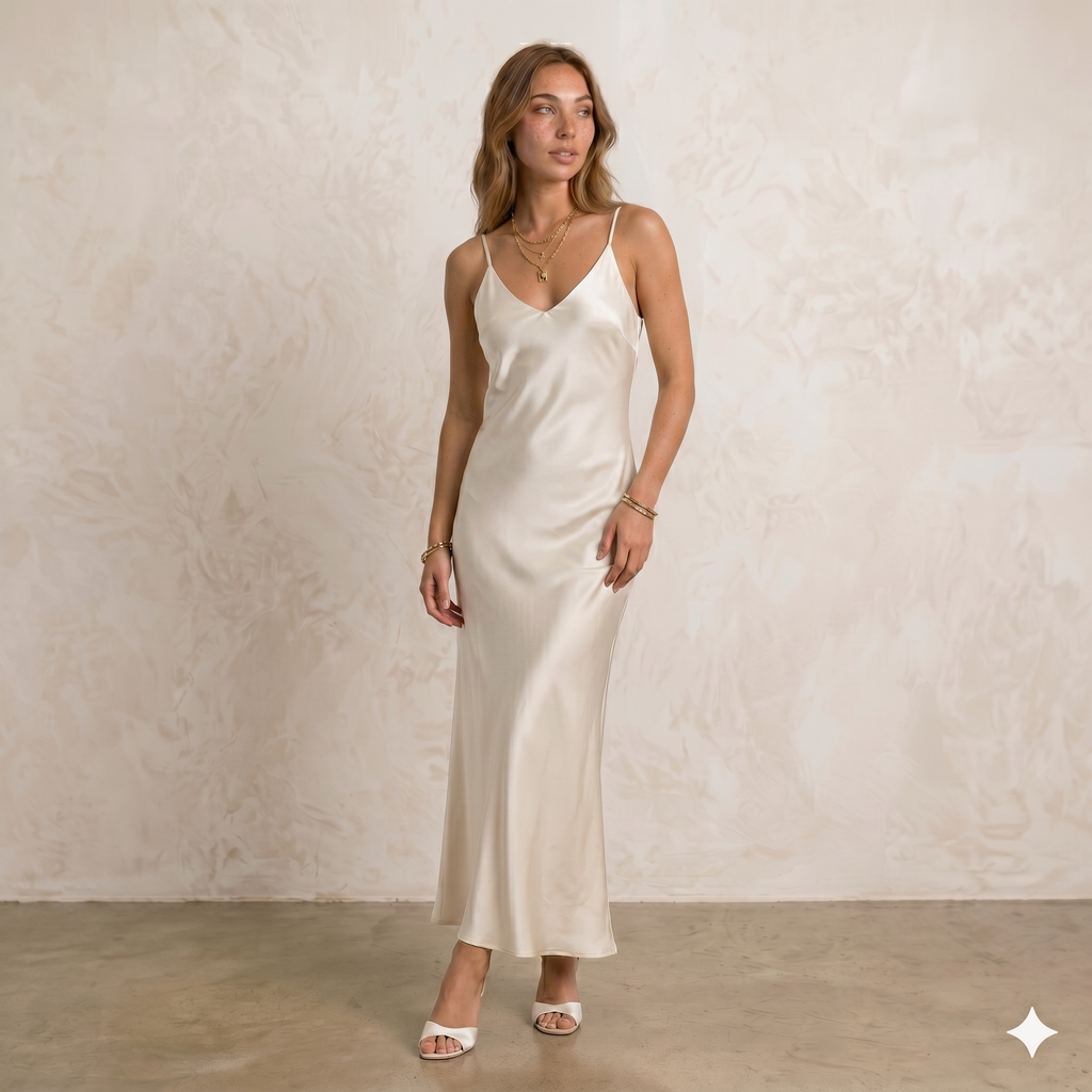 María | Vestido Satinado con Jersey Incluido
