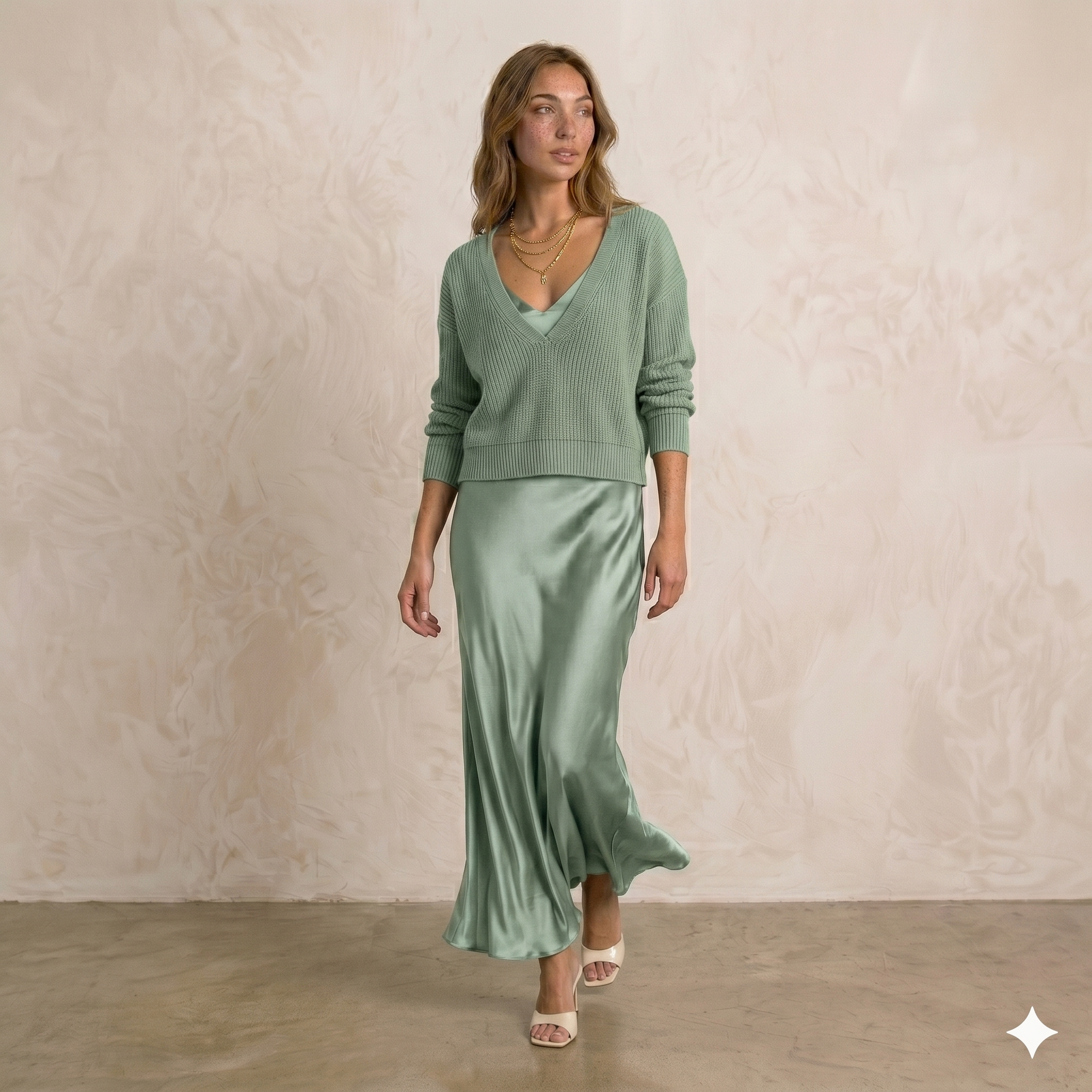 María | Vestido Satinado con Jersey Incluido