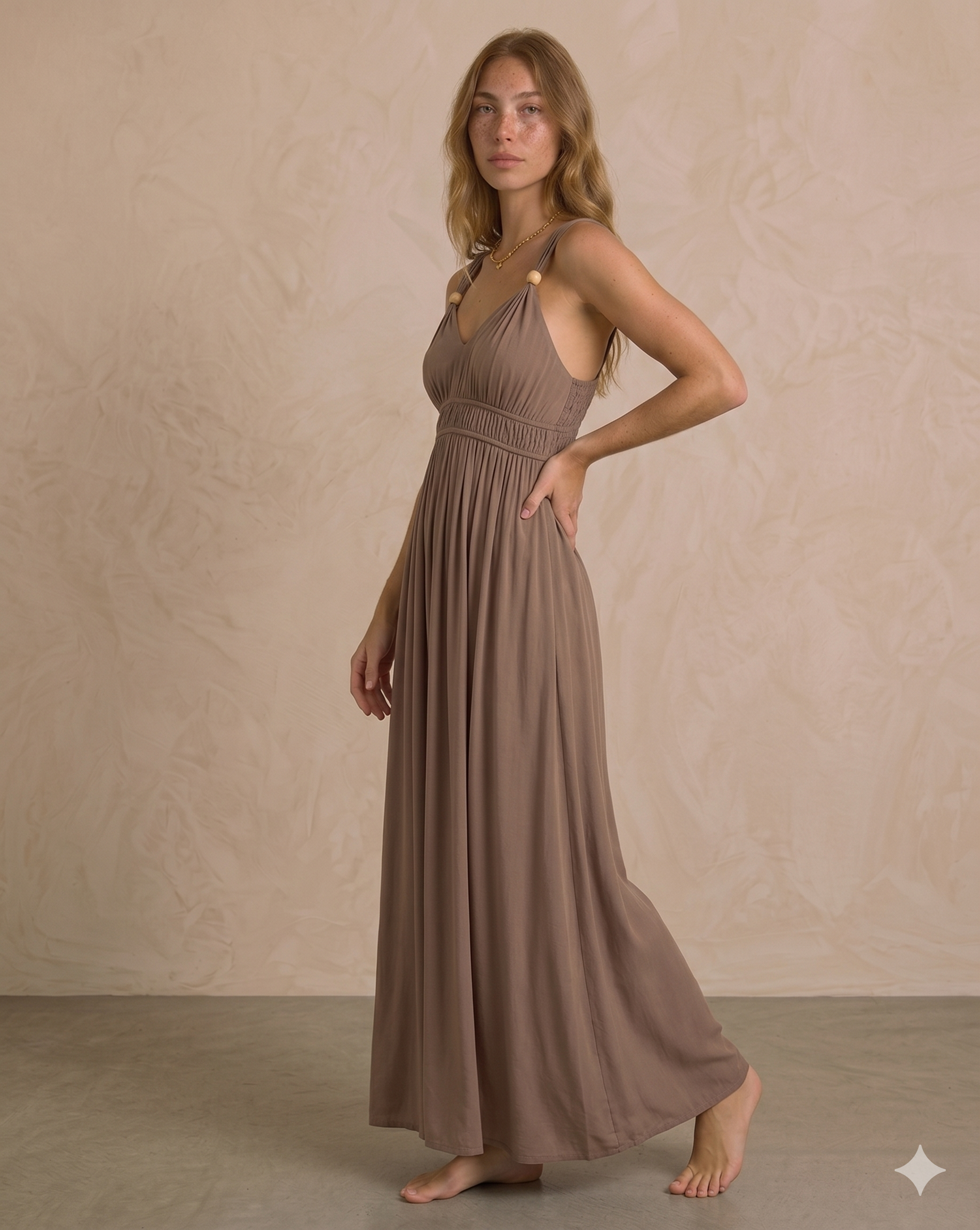Vestido Maxi Verde Oliva Estilo Boho Chic