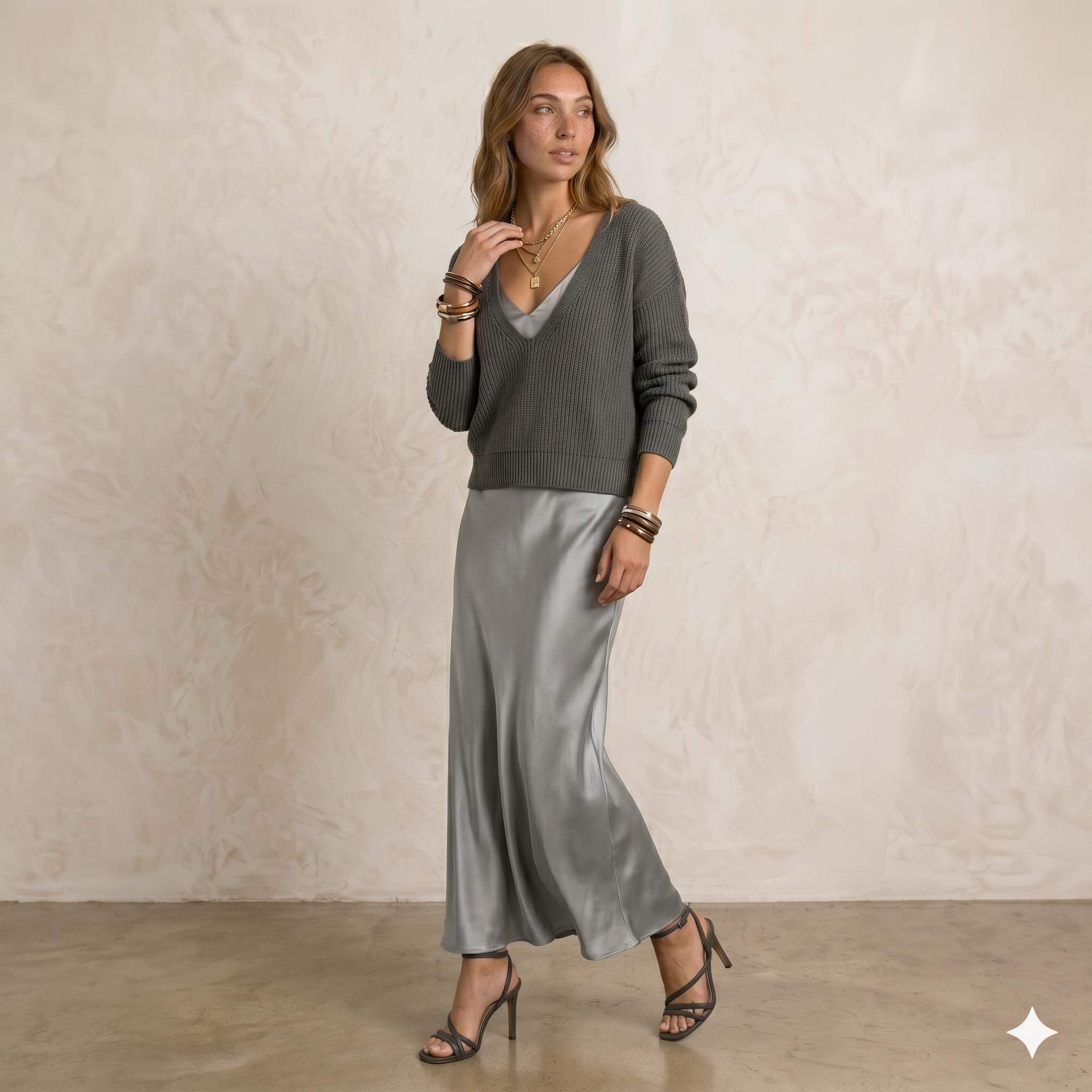 María | Vestido Satinado con Jersey Incluido