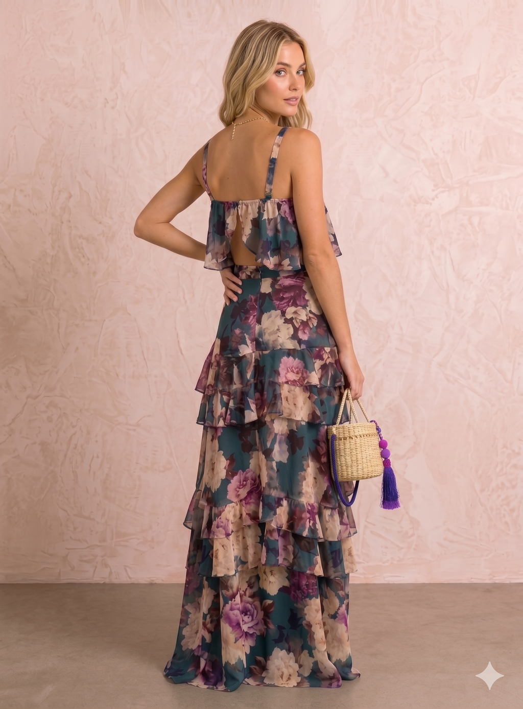 Conjunto Boho Floral de 2 Piezas: Top y Falda Larga