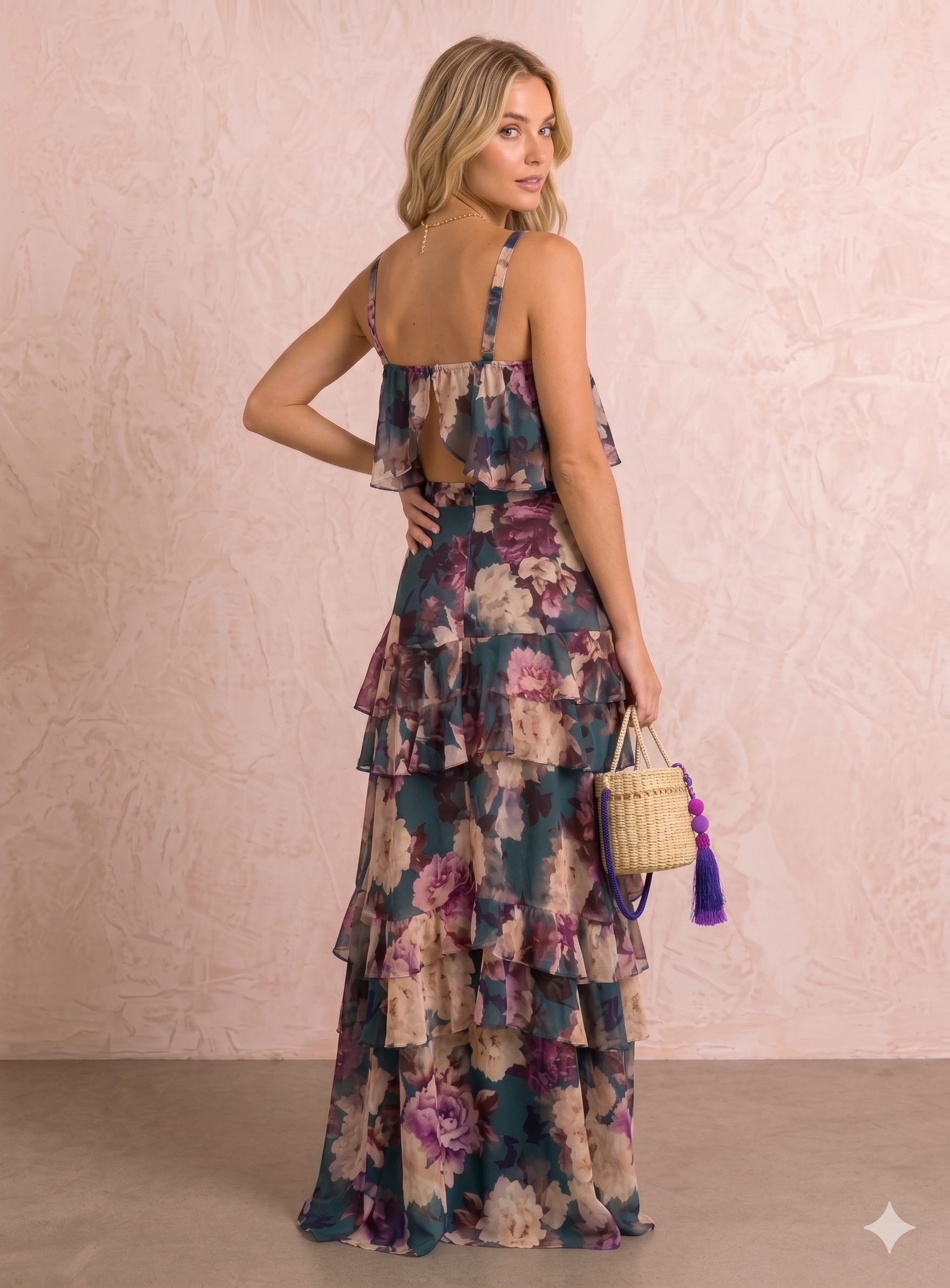 Conjunto Boho Floral de 2 Piezas: Top y Falda Larga