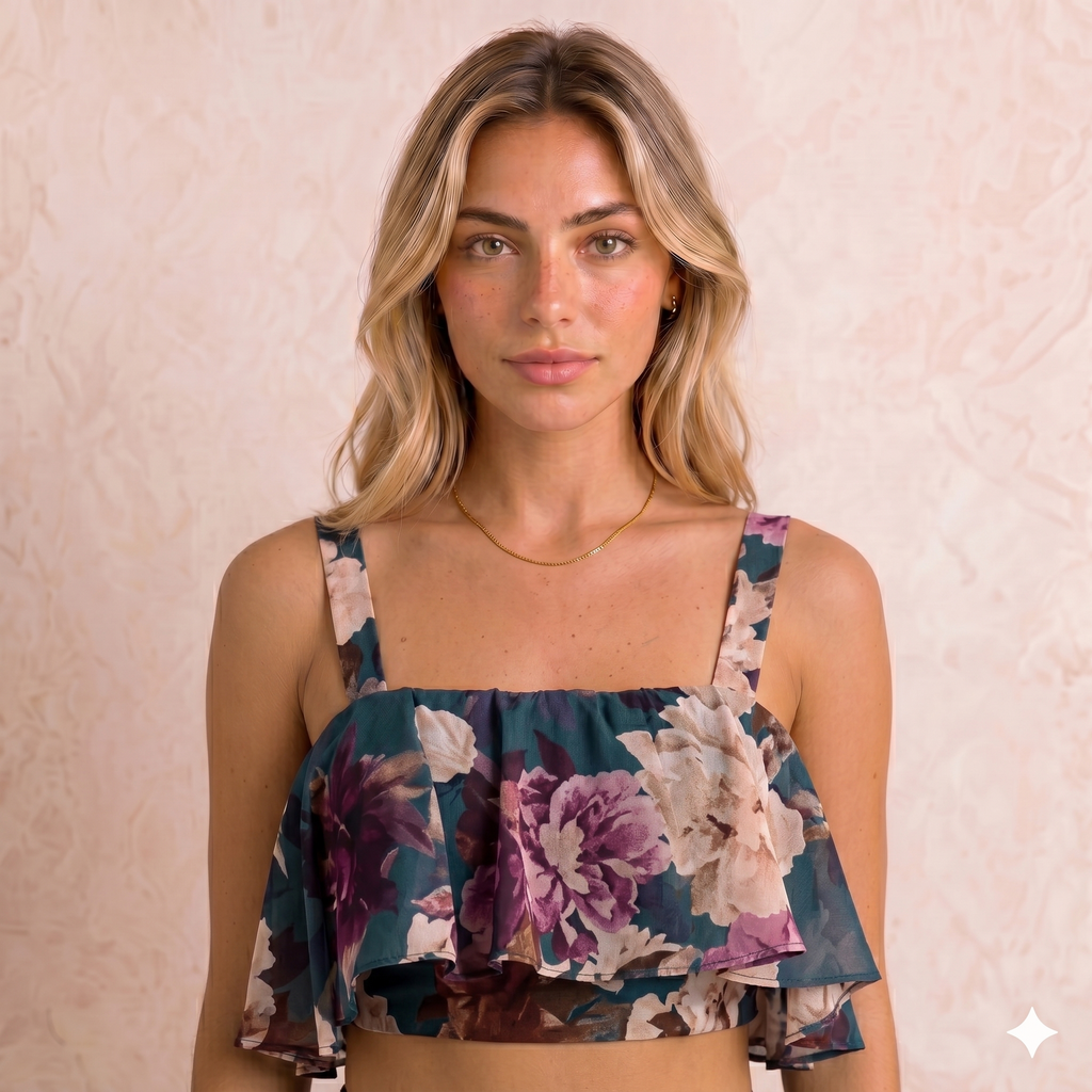 Conjunto Boho Floral de 2 Piezas: Top y Falda Larga