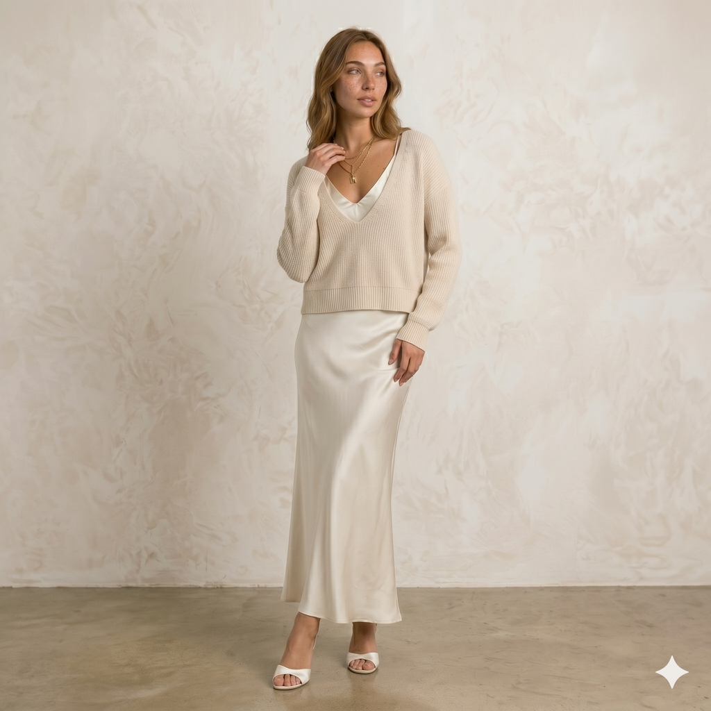 María | Vestido Satinado con Jersey Incluido