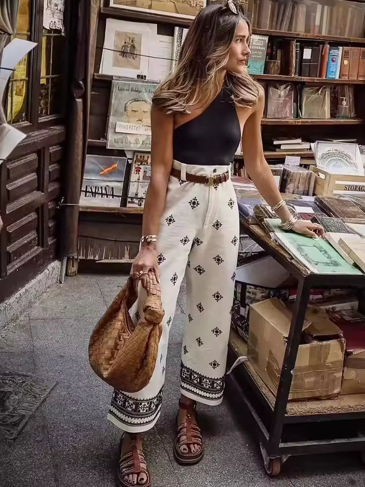 Pantalones de Lino Boho Bordados: Estilo Vintage y Elegancia Relajada