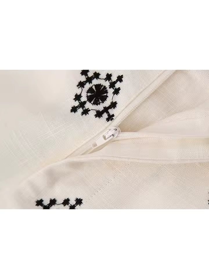 Pantalones de Lino Boho Bordados: Estilo Vintage y Elegancia Relajada