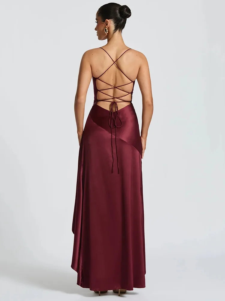 Vestido Asimétrico Efecto Satén con Espalda Descubierta: Elegancia Moderna