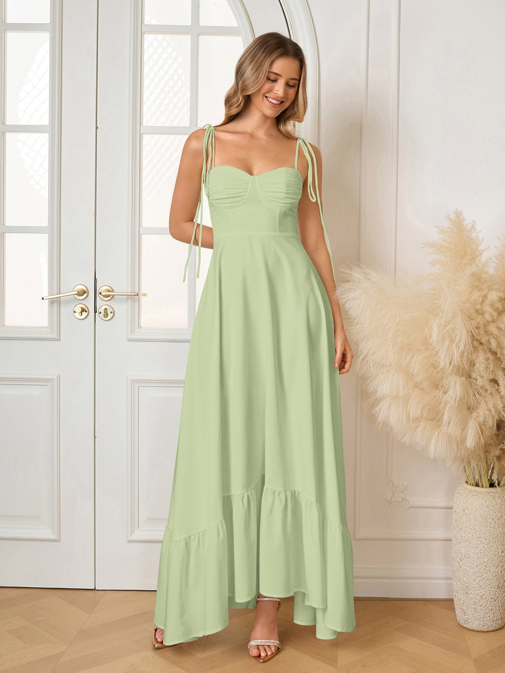 Vestido Maxi "Romance Casual": Escote Corazón y Tirantes de Lazo