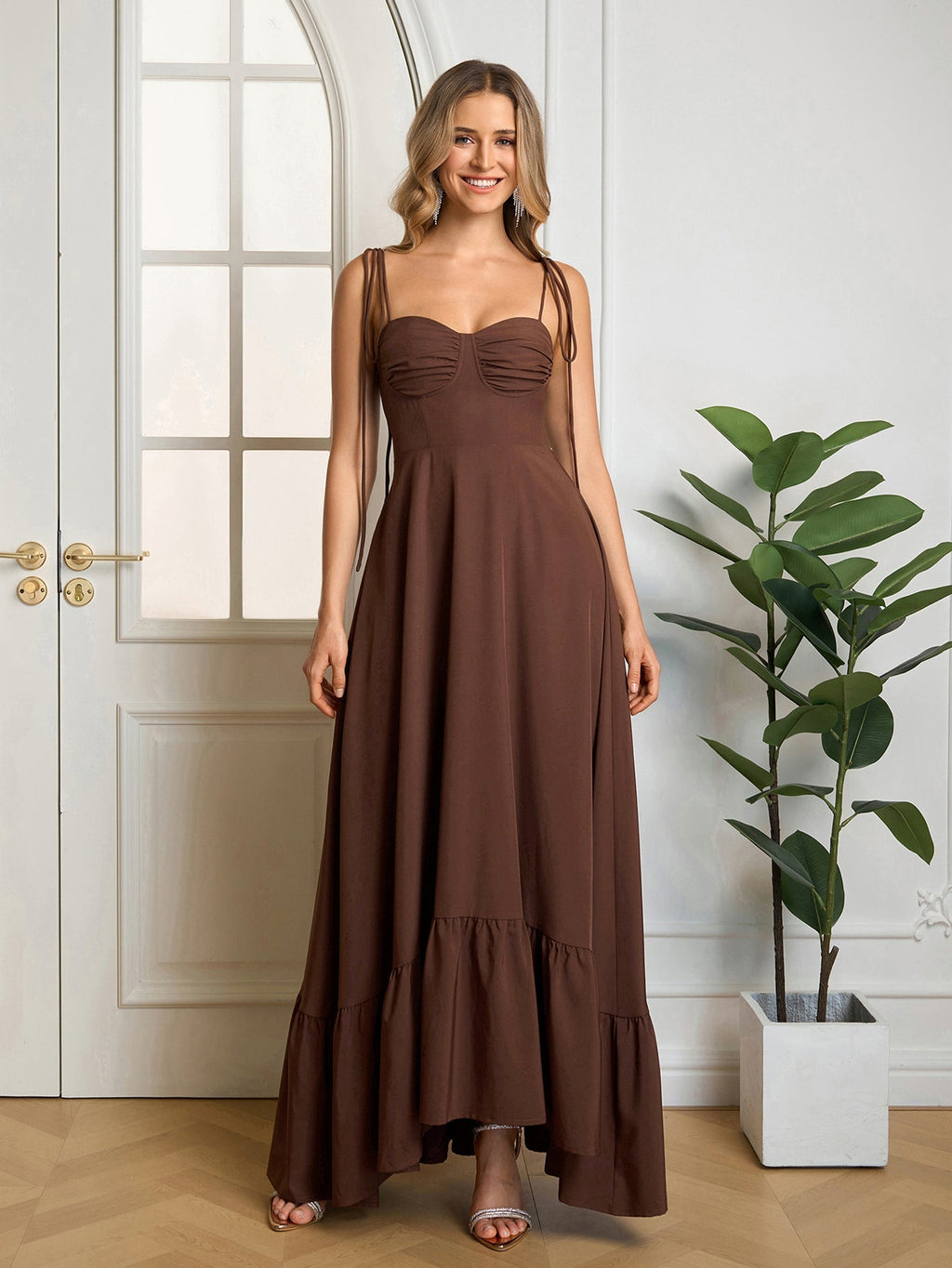 Vestido Maxi "Romance Casual": Escote Corazón y Tirantes de Lazo