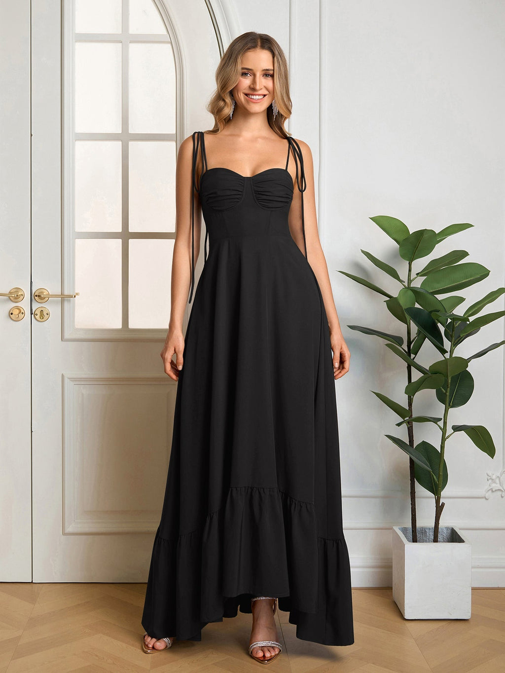 Vestido Maxi "Romance Casual": Escote Corazón y Tirantes de Lazo