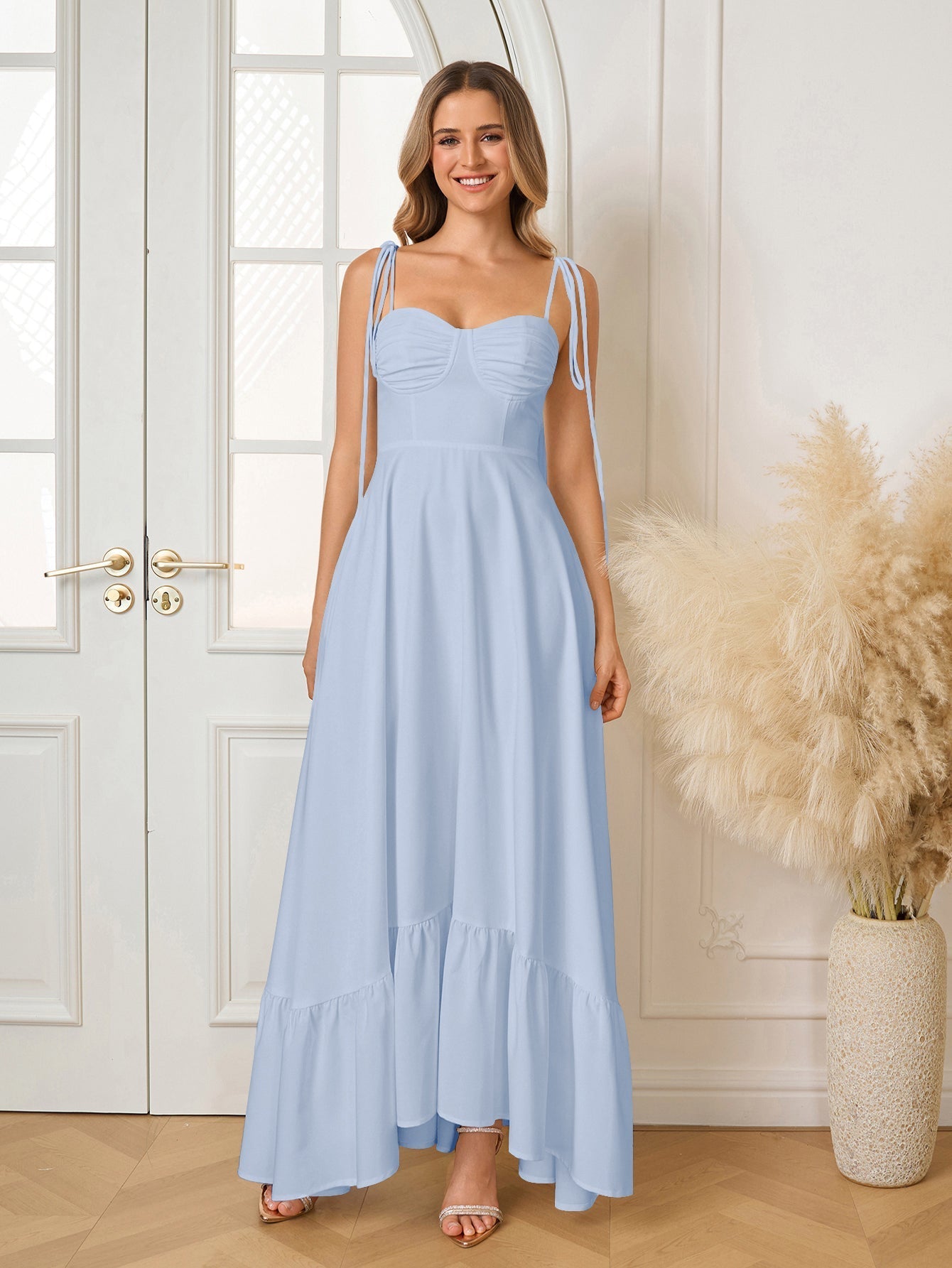 Vestido Maxi "Romance Casual": Escote Corazón y Tirantes de Lazo