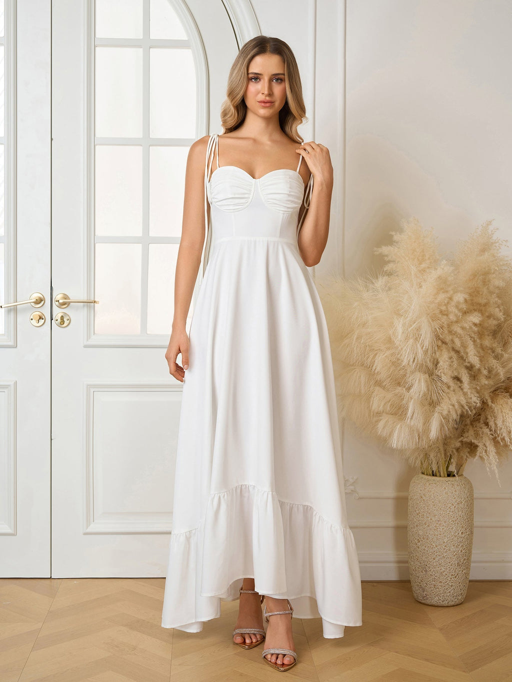 Vestido Maxi "Romance Casual": Escote Corazón y Tirantes de Lazo