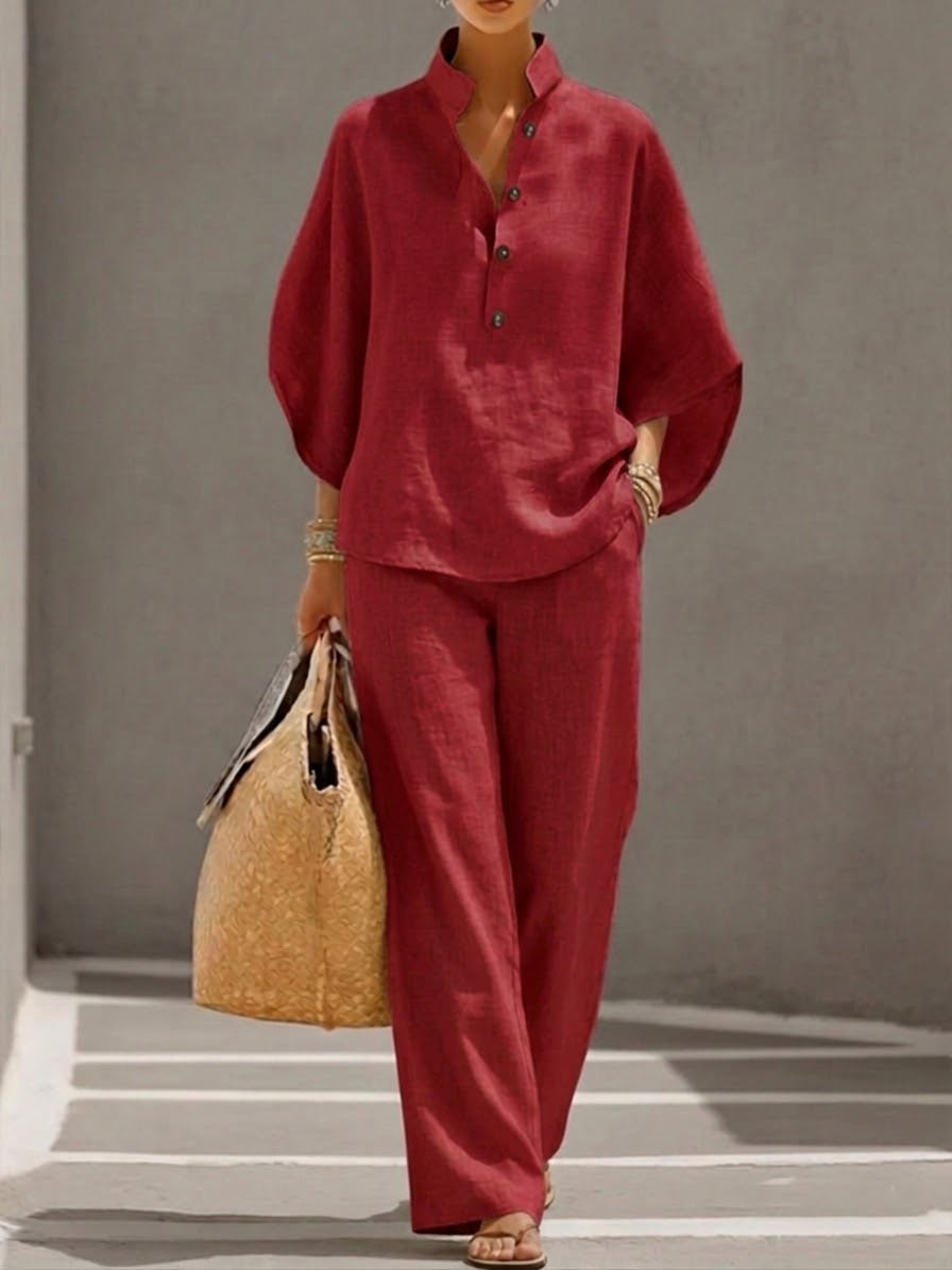 Cariel | Conjunto con mangas murciélago y pantalones anchos
