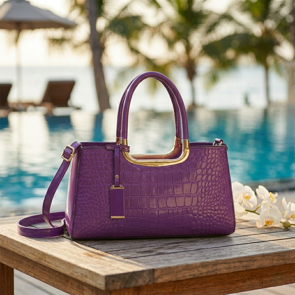La Vendomia | Bolso tote clásico efecto cocodrilo con doble asa y detalles dorados.